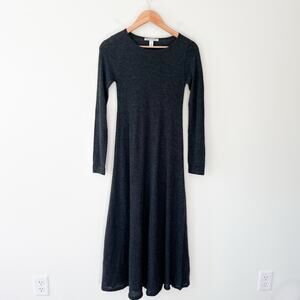 Autumn Cashmere Gray Long Sleeve Maxi Lagenlook 100% Cashmere Dress, Size XS